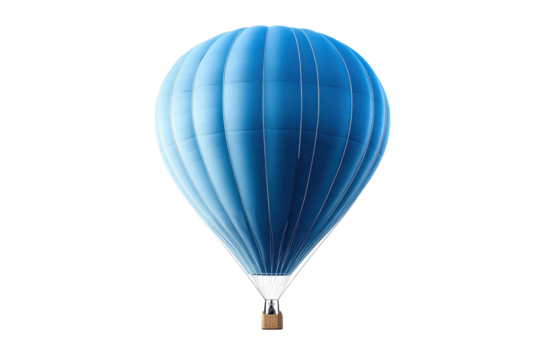 Blue Hot Air Balloon Isolated on Black Background Adventure Sky Transportation Isolated Object on transparent background