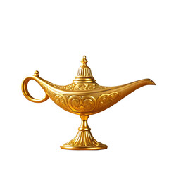 Golden magic lamp, a symbol of Arabian folklore.