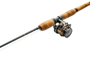 Fly Fishing Rod and Reel Set on Black Background with Fine Detail Professional Sport Fishing on transparent background