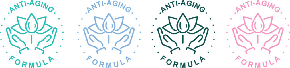 Anti-Aging Formula Vector Badge – Skincare Label Icon for Beauty and Cosmetic Packaging Design