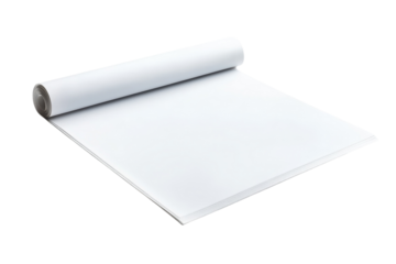 Rolled White Paper Mockup on Black Background Clean Sheet Blank Texture Art Supplies Design on transparent background