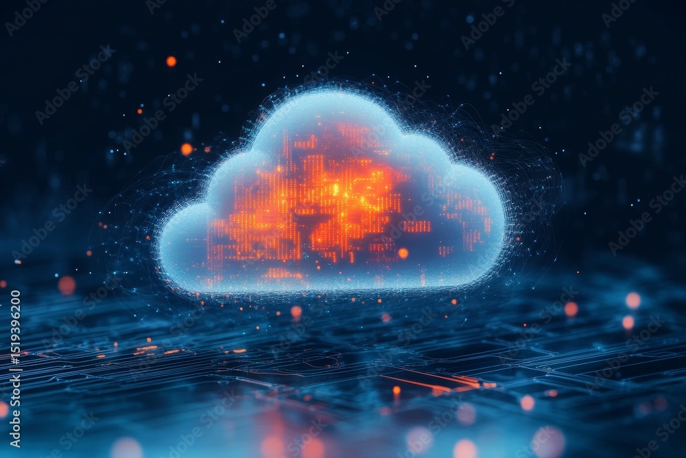 Poster visual representation of the next high-speed internet era with advanced server and security