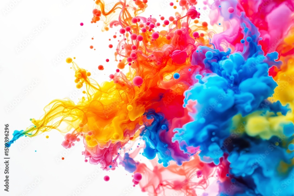 Aufkleber Abstract explosion of colorful ink in liquid with vibrant swirls and dynamic movement.