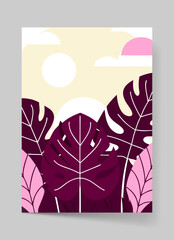 Summer Tropical Leaves Modern Poster