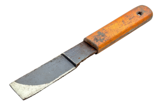 Vintage blade weathered knife with wooden handle aged steel antique tool craftsmanship utility on transparent background