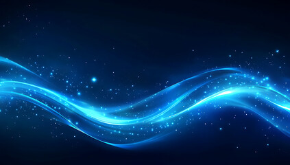 Blue light speed lines background, sci-fi background, futuristic space background, dark blue background with white and cyan lights, speed motion blur effect.
