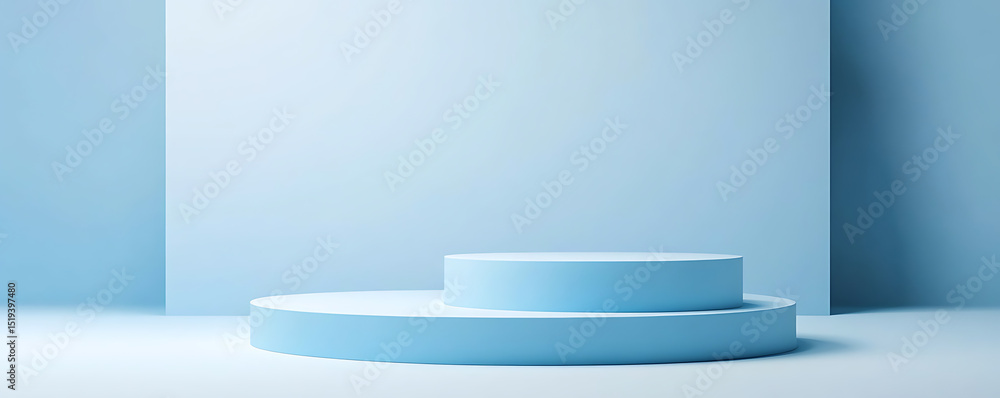 Poster blue gradient background with blur and space for product display, abstract studio room or wall backd