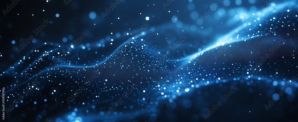 Poster blue digital technology background with circuit board and dots, vector illustration on a dark blue b