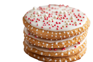 Stack of Iced Cookies with Sprinkles Bakery Treats Holiday Baking Sweet Snacks Dessert Food on transparent background