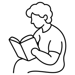 Minimalist Person Reading a Book Line Art