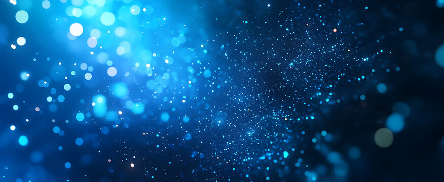 Blue digital technology background with circuit board and glowing dots on a dark blue banner for web design, mobile app, or presentation about future technological devices.