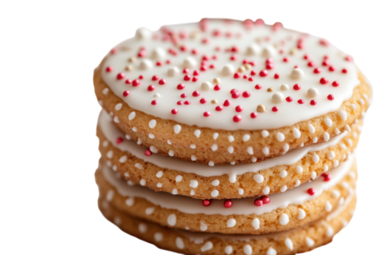 Stack of Iced Cookies with Sprinkles Bakery Treats Holiday Baking Sweet Snacks Dessert Food on transparent background