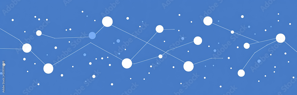 Poster blue background with white dots connected by lines, a technology network banner template vector illu