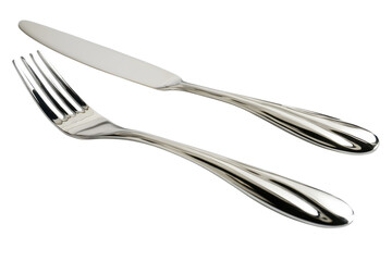 Silverware cutlery fork and knife shine luxury silverware set gleaming stainless steel eat on transparent background
