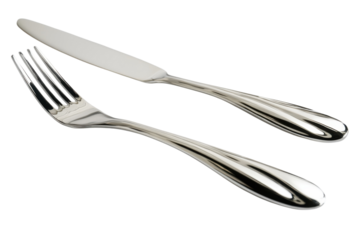 Silverware cutlery fork and knife shine luxury silverware set gleaming stainless steel eat on transparent background