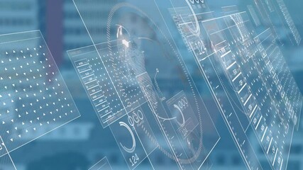 Data grid loading, currency panel showing, gauge rotating and rising, panels shifting to show range - Powered by Adobe