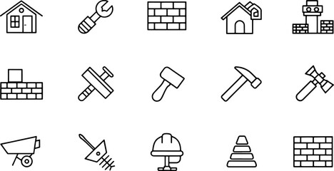 building and construction simple line isolated ico.eps