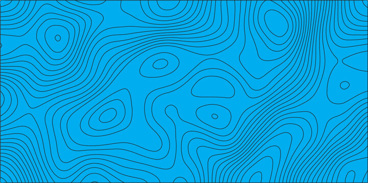 A seamless, abstract pattern of thin, dark grey contour lines resembling topographic maps or organic flow, set against a bright, solid cyan blue background. The lines undulate and form closed  shapes.