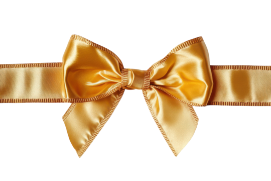 Golden Celebration Bow Shimmering Silk Ribbon on Black Festive Gift Wrap Elegant Decoration on transparent background