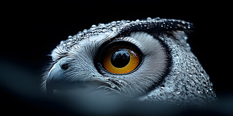 Incomplete image of a white owl's head on a black background