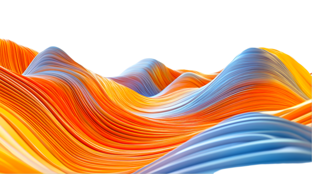 Abstract Orange and Blue Wave Landscape