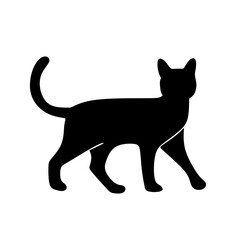 Silhouette of Feline Walking Side View Domestic Animal Illustration