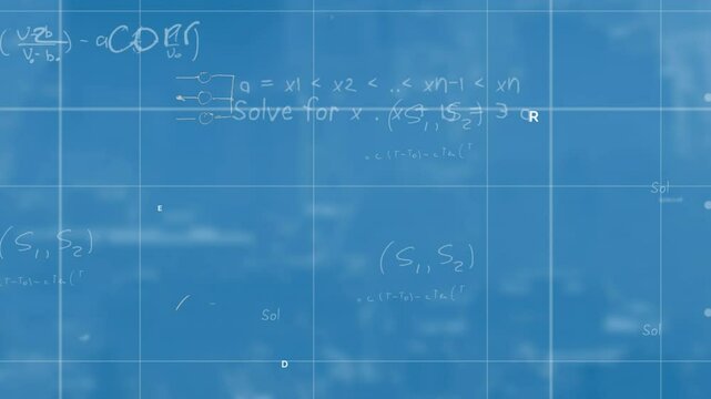 Blueprint grid filling causing letters and equations drifting and illustrating schematic overlay