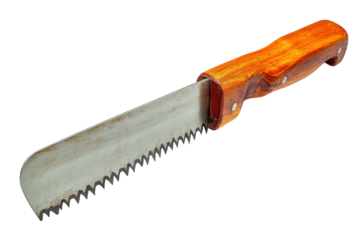 Hand Saw Knife Wooden Handle Sharp Blade Sawtooth Tool Woodworking Equipment Sawmill Carpentry on transparent background