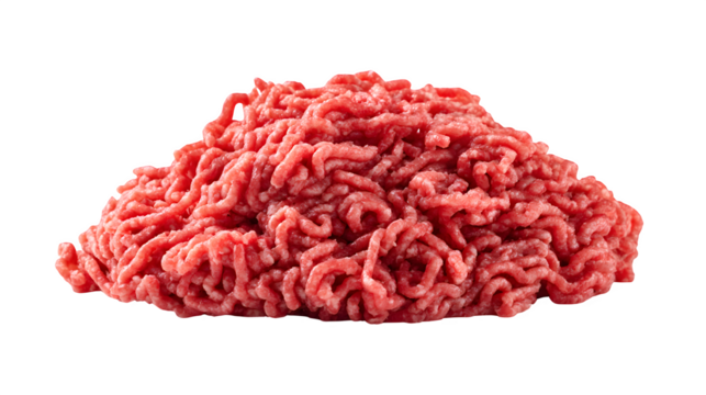 Raw ground beef pile, 80/20 fat ratio