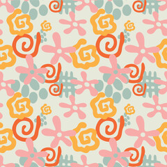 Vector illustration. Seamless pattern. Floral plot.