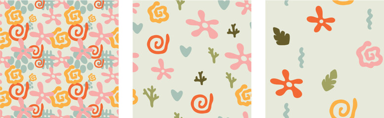 Vector illustration. Seamless pattern. Floral plot.