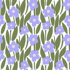 seamless pattern white flower with leaves	