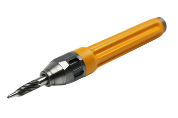 Yellow Handle Wood Drill Tool Silver Metal Home Improvement Metalwork Carpentry Construction on transparent background