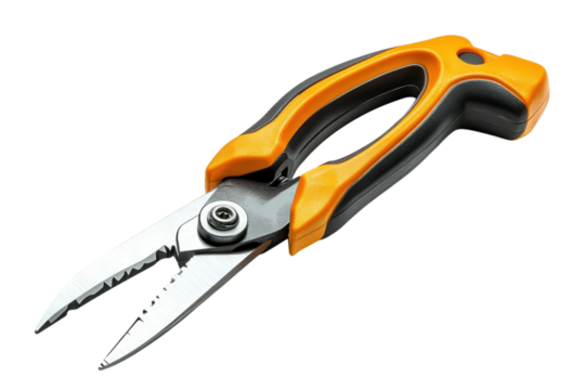 Orange Handle Wire Strippers Heavy Duty Professional Tool Precision Cutting Transparent Background Pliers Cutter