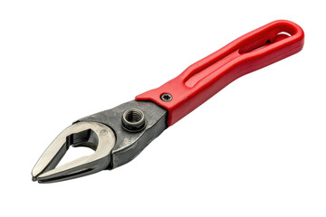 Fototapeta premium Vintage Slip Joint Pliers Tool Repair Red Handle Utility Hand Tool Close up Metallic Silver on transparent background