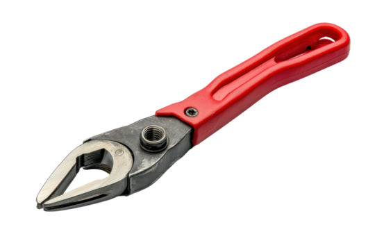 Vintage Slip Joint Pliers Tool Repair Red Handle Utility Hand Tool Close up Metallic Silver on transparent background