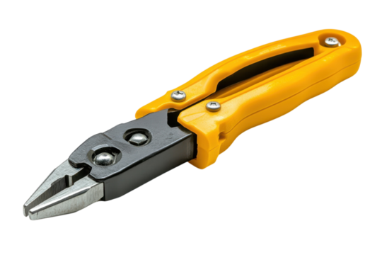 Yellow Hand Tools Pliers Black Metal Equipment Fix Repair Wire Stripper Cables Isolated Grips on transparent background