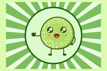 Cute cartoon klepon. Indonesia traditional dessert. Illustration vector design. EPS 10