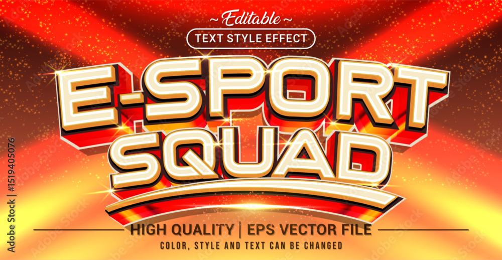 Poster editable text style effect - e-sport squad text style theme. vector text style illustration template