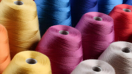 Close Up Colorful Yarn Bobbins