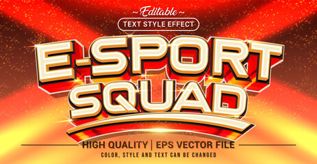 Editable text style effect - E-sport Squad text style theme. Vector text style illustration template.