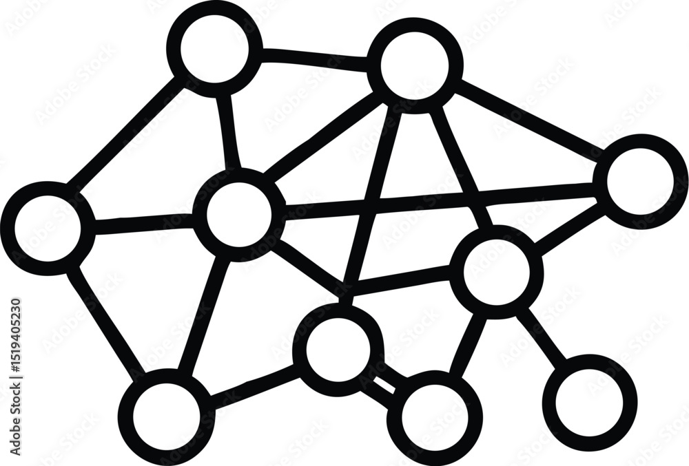 Poster network graph diagram illustration showing connection nodes and data structure representation design
