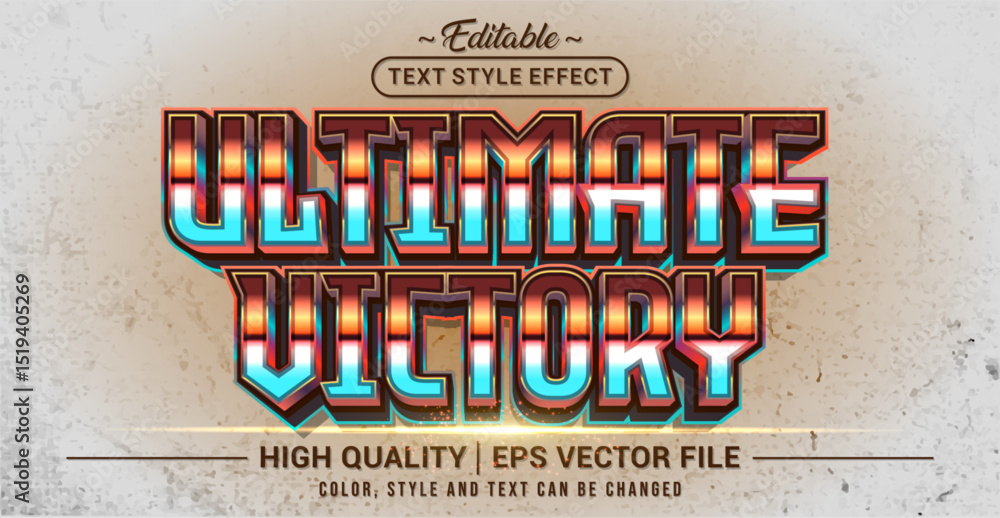 Poster Editable text style effect - Ultimate Victory text style theme. Vector text style illustration template.