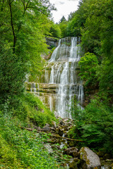 Hérisson waterfalls, famous local landmark in the Jura, France