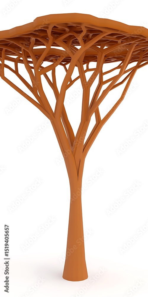 Poster artistic tree structure with abstract branch design in orange color