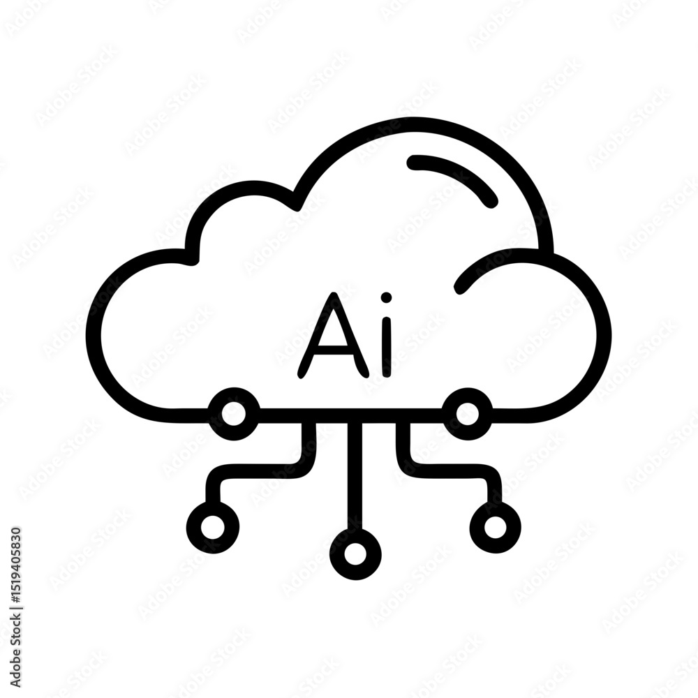 Aufkleber cloud computing illustration featuring artificial intelligence in a modern digital context
