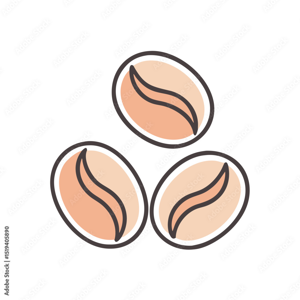 Poster coffee beans arranged artistically on a simple background to emphasize their shape and color variati