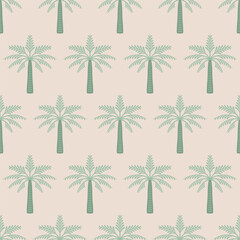 Obraz premium Seamless pattern with palms. Vector modern tropical checkered background. Fabric textile print. Surface cover design.