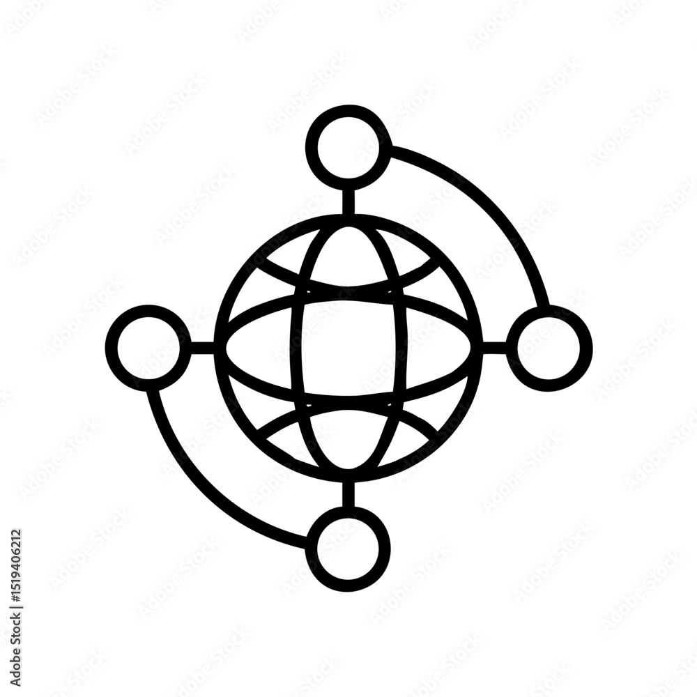 Aufkleber modern design featuring a network globe and interconnected nodes showcasing global connectivity and 