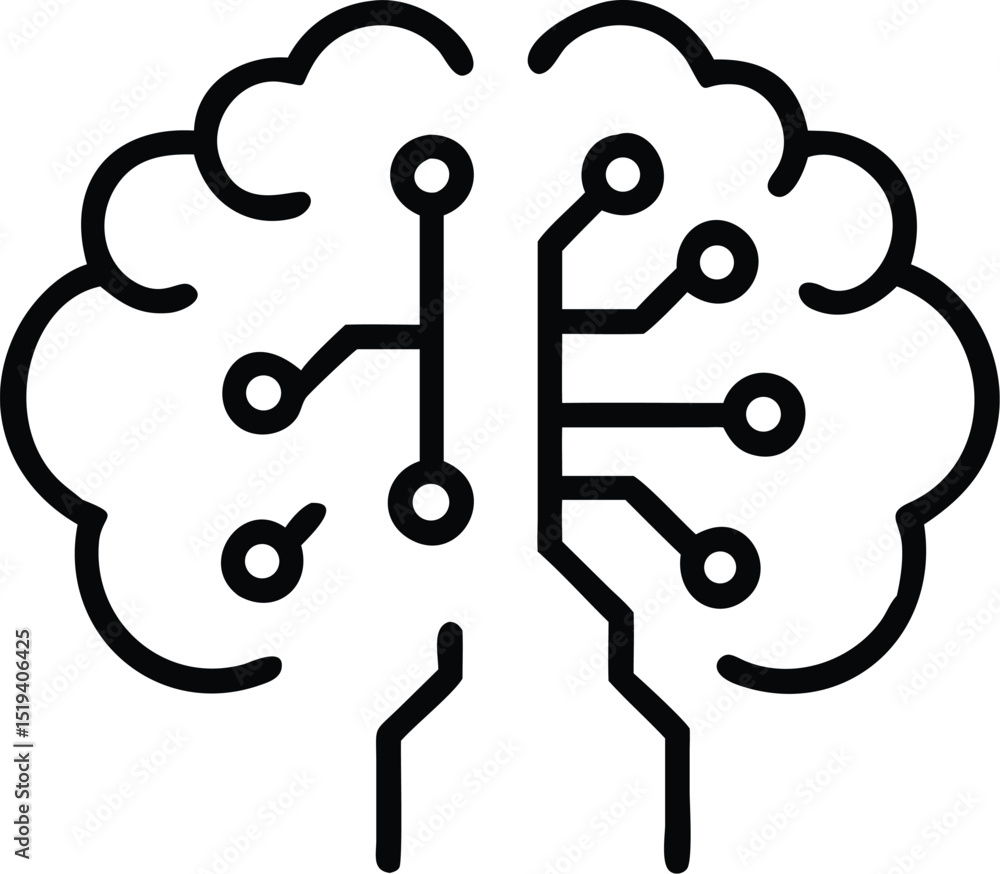 Poster artificial intelligence brain icon vector illustration for ai technology and neural network concept